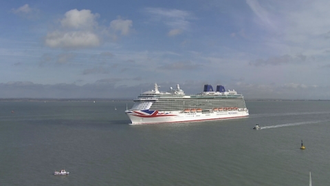 Crowds welcome huge cruise ship Britannia to Southampton